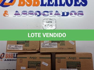 LOTE 405 - 04 CAIXAS COM 06 UNIDADES CADA DE CATALIZADOR VERNIZ PU. (NOVO) (NO ESTADO) ATENÇÃO! FAZER A VISITAÇÃO ANTES DE ARREMATAR, NÃO SABEMOS SE FUNCIONA. LEILÃO NÃO TEM GARANTIA E NEM DEVOLUÇÃO, SUJEITO A POSSÍVEIS AVARIAS VISÍVEIS/OCULTAS E/OU AUSÊNCIA DE COMPONENTES.