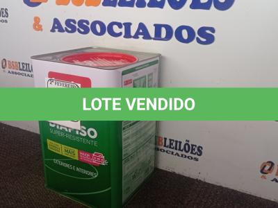 LOTE 327 - 01 LATA DE TINTA IQUINE DIA PISO NA COR AZUL PROFUNDO 18 L. (NO ESTADO) ATENÇÃO! FAZER A VISITAÇÃO ANTES DE ARREMATAR, NÃO SABEMOS SE FUNCIONA. LEILÃO NÃO TEM GARANTIA E NEM DEVOLUÇÃO, SUJEITO A POSSÍVEIS AVARIAS VISÍVEIS/OCULTAS E/OU AUSÊNCIA DE COMPONENTES.