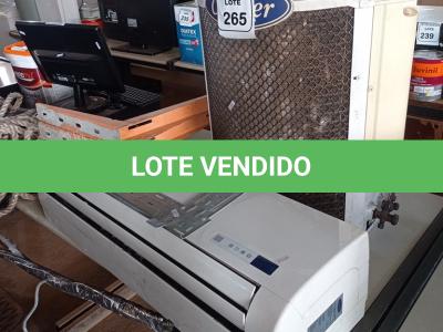 LOTE 265 -  01 AR CONDICIONADO SEM CONTROLE MARCA CARRIER 18.000 BTUS. (NO ESTADO) ATENÇÃO! FAZER A VISITAÇÃO ANTES DE ARREMATAR, NÃO SABEMOS SE FUNCIONA. LEILÃO NÃO TEM GARANTIA E NEM DEVOLUÇÃO, SUJEITO A POSSÍVEIS AVARIAS VISÍVEIS/OCULTAS E/OU AUSÊNCIA DE COMPONENTES.