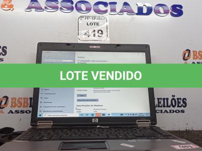 LOTE 419 - 01 NOTEBOOK HP SEM FONTE. (NO ESTADO) ATENÇÃO! FAZER A VISITAÇÃO ANTES DE ARREMATAR, NÃO SABEMOS SE FUNCIONA. LEILÃO NÃO TEM GARANTIA E NEM DEVOLUÇÃO, SUJEITO A POSSÍVEIS AVARIAS VISÍVEIS/OCULTAS E/OU AUSÊNCIA DE COMPONENTES.