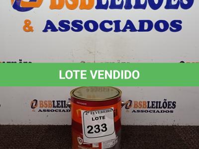 LOTE 233 - 01 LATA DE TINTA ESMALTE SINTÉTICO PARA MADEIRA E METAL 3,6L NA COR BRILHANTE VERMELHO MARCA SUVINIL (NOVO).  (NO ESTADO) ATENÇÃO! FAZER A VISITAÇÃO ANTES DE ARREMATAR, NÃO SABEMOS SE FUNCIONA. LEILÃO NÃO TEM GARANTIA E NEM DEVOLUÇÃO, SUJEITO A POSSÍVEIS AVARIAS VISÍVEIS/OCULTAS E/OU AUSÊNCIA DE COMPONENTES.