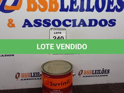 LOTE 240 - 01 LATA DE TINTA ESMALTE SINTÉTICO PARA MADEIRA E METAL 3,6L NA COR BRILHANTE AMARELO OURO MARCA SUVINIL (NOVO).  (NO ESTADO) ATENÇÃO! FAZER A VISITAÇÃO ANTES DE ARREMATAR, NÃO SABEMOS SE FUNCIONA. LEILÃO NÃO TEM GARANTIA E NEM DEVOLUÇÃO, SUJEITO A POSSÍVEIS AVARIAS VISÍVEIS/OCULTAS E/OU AUSÊNCIA DE COMPONENTES.