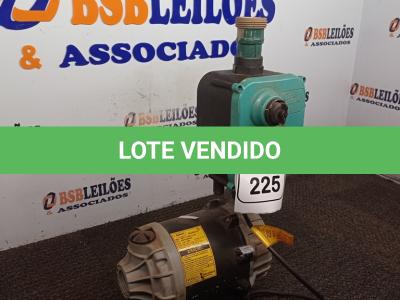 LOTE 225 -  01 BOMBA PRESSURIZADORA MARCA SYLLENTE. (NO ESTADO) ATENÇÃO! FAZER A VISITAÇÃO ANTES DE ARREMATAR, NÃO SABEMOS SE FUNCIONA. LEILÃO NÃO TEM GARANTIA E NEM DEVOLUÇÃO, SUJEITO A POSSÍVEIS AVARIAS VISÍVEIS/OCULTAS E/OU AUSÊNCIA DE COMPONENTES.