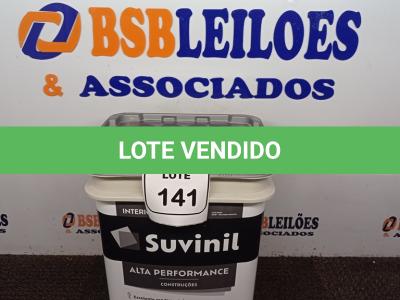 LOTE 141 - 01 GALÃO DE TINTA PARA INTERIOR DE ALTA PERFORMASSE 18L MARCA SUVINIL. (NOVO) (NO ESTADO) ATENÇÃO! FAZER A VISITAÇÃO ANTES DE ARREMATAR, NÃO SABEMOS SE FUNCIONA. LEILÃO NÃO TEM GARANTIA E NEM DEVOLUÇÃO, SUJEITO A POSSÍVEIS AVARIAS VISÍVEIS/OCULTAS E/OU AUSÊNCIA DE COMPONENTES.