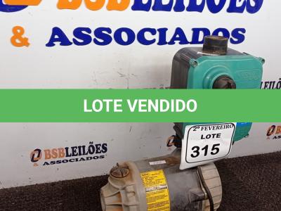 LOTE 315 - 01 BOMBA PRESSURIZADORA MARCA SYLLENTE. (NO ESTADO) ATENÇÃO! FAZER A VISITAÇÃO ANTES DE ARREMATAR, NÃO SABEMOS SE FUNCIONA. LEILÃO NÃO TEM GARANTIA E NEM DEVOLUÇÃO, SUJEITO A POSSÍVEIS AVARIAS VISÍVEIS/OCULTAS E/OU AUSÊNCIA DE COMPONENTES.