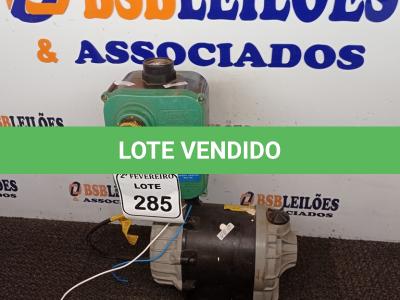 LOTE 285 -   01 BOMBA PRESSURIZADORA MARCA SYLLENTE. (NO ESTADO) ATENÇÃO! FAZER A VISITAÇÃO ANTES DE ARREMATAR, NÃO SABEMOS SE FUNCIONA. LEILÃO NÃO TEM GARANTIA E NEM DEVOLUÇÃO, SUJEITO A POSSÍVEIS AVARIAS VISÍVEIS/OCULTAS E/OU AUSÊNCIA DE COMPONENTES.