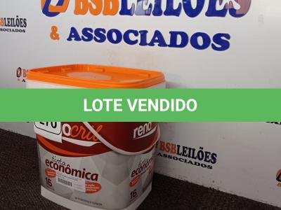LOTE 270 -  01 BALDE DE TINTA RENOCRILL INTERIOR/EXTERIOR 16L NA COR BRANCO NEVE. (NO ESTADO) ATENÇÃO! FAZER A VISITAÇÃO ANTES DE ARREMATAR, NÃO SABEMOS SE FUNCIONA. LEILÃO NÃO TEM GARANTIA E NEM DEVOLUÇÃO, SUJEITO A POSSÍVEIS AVARIAS VISÍVEIS/OCULTAS E/OU AUSÊNCIA DE COMPONENTES.
