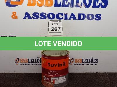 LOTE 267 - 01 LATA DE TINTA ESMALTE SINTÉTICO PARA MADEIRA E METAL 3,6L NA COR BRILHANTE VERMELHO MARCA SUVINIL (NOVO).  (NO ESTADO) ATENÇÃO! FAZER A VISITAÇÃO ANTES DE ARREMATAR, NÃO SABEMOS SE FUNCIONA. LEILÃO NÃO TEM GARANTIA E NEM DEVOLUÇÃO, SUJEITO A POSSÍVEIS AVARIAS VISÍVEIS/OCULTAS E/OU AUSÊNCIA DE COMPONENTES.