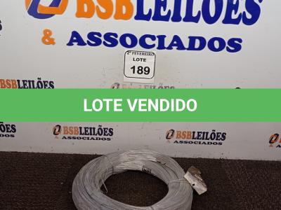 LOTE 189 - 10 KG DE ARAME ZINCADO MACIO BWG 20-89MM. (NOVO) (NO ESTADO) ATENÇÃO! FAZER A VISITAÇÃO ANTES DE ARREMATAR, NÃO SABEMOS SE FUNCIONA. LEILÃO NÃO TEM GARANTIA E NEM DEVOLUÇÃO, SUJEITO A POSSÍVEIS AVARIAS VISÍVEIS/OCULTAS E/OU AUSÊNCIA DE COMPONENTES.