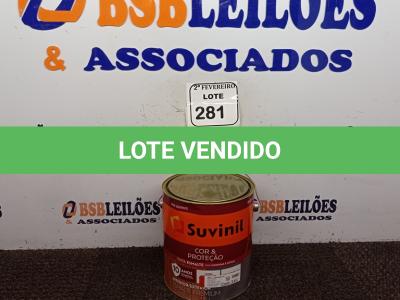 LOTE 281 - 01 LATA DE TINTA ESMALTE SINTÉTICO PARA MADEIRA E METAL 3,6L NA COR BRILHANTE VERMELHO MARCA SUVINIL (NOVO).  (NO ESTADO) ATENÇÃO! FAZER A VISITAÇÃO ANTES DE ARREMATAR, NÃO SABEMOS SE FUNCIONA. LEILÃO NÃO TEM GARANTIA E NEM DEVOLUÇÃO, SUJEITO A POSSÍVEIS AVARIAS VISÍVEIS/OCULTAS E/OU AUSÊNCIA DE COMPONENTES.