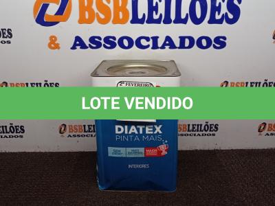 LOTE 235 - 01 LATA DE TINTA IQUINE DIATEX BASE P 18 L. (NO ESTADO) ATENÇÃO! FAZER A VISITAÇÃO ANTES DE ARREMATAR, NÃO SABEMOS SE FUNCIONA. LEILÃO NÃO TEM GARANTIA E NEM DEVOLUÇÃO, SUJEITO A POSSÍVEIS AVARIAS VISÍVEIS/OCULTAS E/OU AUSÊNCIA DE COMPONENTES.