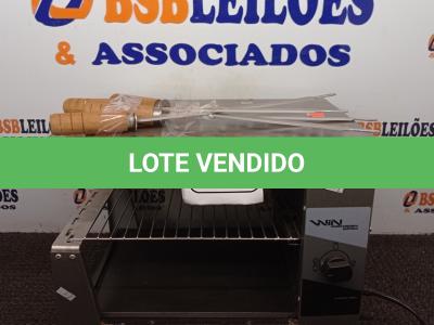 LOTE 293 - 01 CHURRASQUEIRA ELÉTRICA COM 4 ESPETOS. (NO ESTADO) ATENÇÃO! FAZER A VISITAÇÃO ANTES DE ARREMATAR, NÃO SABEMOS SE FUNCIONA. LEILÃO NÃO TEM GARANTIA E NEM DEVOLUÇÃO, SUJEITO A POSSÍVEIS AVARIAS VISÍVEIS/OCULTAS E/OU AUSÊNCIA DE COMPONENTES.