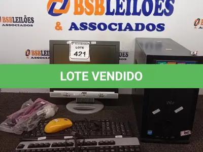LOTE 421 - 01 CPU COM MONITOR AOC, TECLADO E MOUSE (NO ESTADO) ATENÇÃO! FAZER A VISITAÇÃO ANTES DE ARREMATAR, NÃO SABEMOS SE FUNCIONA. LEILÃO NÃO TEM GARANTIA E NEM DEVOLUÇÃO, SUJEITO A POSSÍVEIS AVARIAS VISÍVEIS/OCULTAS E/OU AUSÊNCIA DE COMPONENTES.