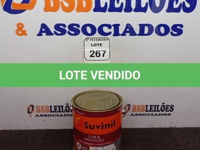 LOTE 267 - 01 LATA DE TINTA ESMALTE SINTÉTICO PARA MADEIRA E METAL 3,6L NA COR BRILHANTE VERMELHO MARCA SUVINIL (NOVO).  (NO ESTADO) ATENÇÃO! FAZER A VISITAÇÃO ANTES DE ARREMATAR, NÃO SABEMOS SE FUNCIONA. LEILÃO NÃO TEM GARANTIA E NEM DEVOLUÇÃO, SUJEITO A POSSÍVEIS AVARIAS VISÍVEIS/OCULTAS E/OU AUSÊNCIA DE COMPONENTES.