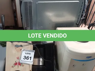 LOTE 361 - 01 FORNO ELÉTRICO MARCA BLACK E DECKER, 01 MICRO-ONDAS PANASONIC E 01 PURIFICADOR DE ÁGUA P/GARRAFÃO MARCA IBBL. (NO ESTADO) ATENÇÃO! FAZER A VISITAÇÃO ANTES DE ARREMATAR, NÃO SABEMOS SE FUNCIONA. LEILÃO NÃO TEM GARANTIA E NEM DEVOLUÇÃO, SUJEITO A POSSÍVEIS AVARIAS VISÍVEIS/OCULTAS E/OU AUSÊNCIA DE COMPONENTES.