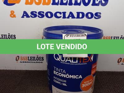 LOTE 278 - 01 GALÃO DE TINTA PARA INTERIOR QUALITEX NA COR PEROLA 18L RENDE ATÉ 300M. (NO ESTADO) ATENÇÃO! FAZER A VISITAÇÃO ANTES DE ARREMATAR, NÃO SABEMOS SE FUNCIONA. LEILÃO NÃO TEM GARANTIA E NEM DEVOLUÇÃO, SUJEITO A POSSÍVEIS AVARIAS VISÍVEIS/OCULTAS E/OU AUSÊNCIA DE COMPONENTES.