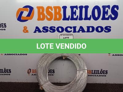 LOTE 194 - 10 KG DE ARAME ZINCADO MACIO BWG22-071MM. (NO ESTADO) ATENÇÃO! FAZER A VISITAÇÃO ANTES DE ARREMATAR, NÃO SABEMOS SE FUNCIONA. LEILÃO NÃO TEM GARANTIA E NEM DEVOLUÇÃO, SUJEITO A POSSÍVEIS AVARIAS VISÍVEIS/OCULTAS E/OU AUSÊNCIA DE COMPONENTES.