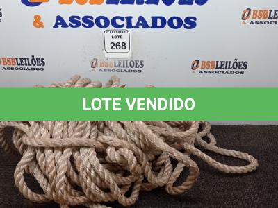 LOTE 268 - 01 LOTE COM CORDAS PARA RAPEL. (NO ESTADO) ATENÇÃO! FAZER A VISITAÇÃO ANTES DE ARREMATAR, NÃO SABEMOS SE FUNCIONA. LEILÃO NÃO TEM GARANTIA E NEM DEVOLUÇÃO, SUJEITO A POSSÍVEIS AVARIAS VISÍVEIS/OCULTAS E/OU AUSÊNCIA DE COMPONENTES.
