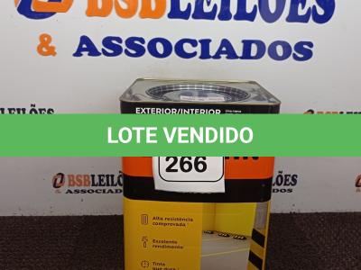 LOTE 266 -  01 LATA DE TINTA DE PISO MARCA SUVINIL NA COR CINZA ESCURO FOSCO. (NO ESTADO) ATENÇÃO! FAZER A VISITAÇÃO ANTES DE ARREMATAR, NÃO SABEMOS SE FUNCIONA. LEILÃO NÃO TEM GARANTIA E NEM DEVOLUÇÃO, SUJEITO A POSSÍVEIS AVARIAS VISÍVEIS/OCULTAS E/OU AUSÊNCIA DE COMPONENTES.