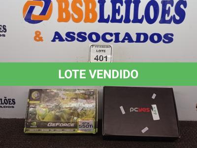 LOTE 401 - 02 PLACAS DE VÍDEO PARA COMPUTADOR. (NO ESTADO) ATENÇÃO! FAZER A VISITAÇÃO ANTES DE ARREMATAR, NÃO SABEMOS SE FUNCIONA. LEILÃO NÃO TEM GARANTIA E NEM DEVOLUÇÃO, SUJEITO A POSSÍVEIS AVARIAS VISÍVEIS/OCULTAS E/OU AUSÊNCIA DE COMPONENTES.