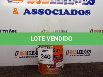 LOTE 240 - 01 LATA DE TINTA ESMALTE SINTÉTICO PARA MADEIRA E METAL 3,6L NA COR BRILHANTE AMARELO OURO MARCA SUVINIL (NOVO).  (NO ESTADO) ATENÇÃO! FAZER A VISITAÇÃO ANTES DE ARREMATAR, NÃO SABEMOS SE FUNCIONA. LEILÃO NÃO TEM GARANTIA E NEM DEVOLUÇÃO, SUJEITO A POSSÍVEIS AVARIAS VISÍVEIS/OCULTAS E/OU AUSÊNCIA DE COMPONENTES.