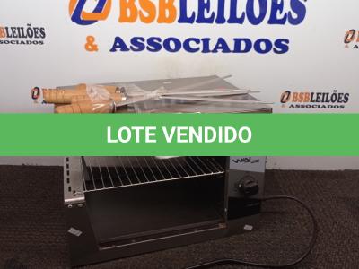 LOTE 293 - 01 CHURRASQUEIRA ELÉTRICA COM 4 ESPETOS. (NO ESTADO) ATENÇÃO! FAZER A VISITAÇÃO ANTES DE ARREMATAR, NÃO SABEMOS SE FUNCIONA. LEILÃO NÃO TEM GARANTIA E NEM DEVOLUÇÃO, SUJEITO A POSSÍVEIS AVARIAS VISÍVEIS/OCULTAS E/OU AUSÊNCIA DE COMPONENTES.