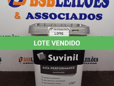 LOTE 141 - 01 GALÃO DE TINTA PARA INTERIOR DE ALTA PERFORMASSE 18L MARCA SUVINIL. (NOVO) (NO ESTADO) ATENÇÃO! FAZER A VISITAÇÃO ANTES DE ARREMATAR, NÃO SABEMOS SE FUNCIONA. LEILÃO NÃO TEM GARANTIA E NEM DEVOLUÇÃO, SUJEITO A POSSÍVEIS AVARIAS VISÍVEIS/OCULTAS E/OU AUSÊNCIA DE COMPONENTES.