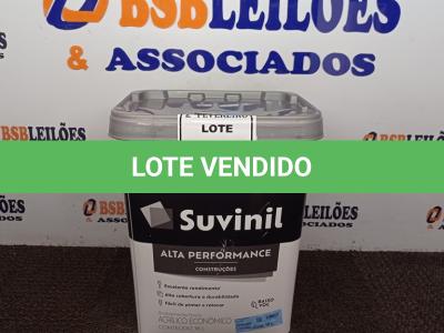 LOTE 259 - 01 BALDE DE TINTA SUVINIL INTERIOR NA COR BRANCO FOSCO 18L.  (NO ESTADO) ATENÇÃO! FAZER A VISITAÇÃO ANTES DE ARREMATAR, NÃO SABEMOS SE FUNCIONA. LEILÃO NÃO TEM GARANTIA E NEM DEVOLUÇÃO, SUJEITO A POSSÍVEIS AVARIAS VISÍVEIS/OCULTAS E/OU AUSÊNCIA DE COMPONENTES.