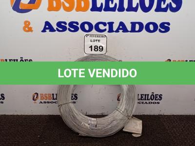 LOTE 189 - 10 KG DE ARAME ZINCADO MACIO BWG 20-89MM. (NOVO) (NO ESTADO) ATENÇÃO! FAZER A VISITAÇÃO ANTES DE ARREMATAR, NÃO SABEMOS SE FUNCIONA. LEILÃO NÃO TEM GARANTIA E NEM DEVOLUÇÃO, SUJEITO A POSSÍVEIS AVARIAS VISÍVEIS/OCULTAS E/OU AUSÊNCIA DE COMPONENTES.