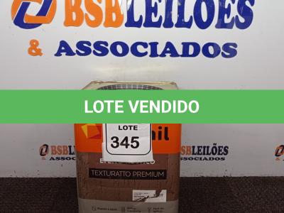 LOTE 345 -  01 LATA DE TEXTURATTO PREMIUM EFEITO RUSTICO SUVINIL BASE. (NO ESTADO) ATENÇÃO! FAZER A VISITAÇÃO ANTES DE ARREMATAR, NÃO SABEMOS SE FUNCIONA. LEILÃO NÃO TEM GARANTIA E NEM DEVOLUÇÃO, SUJEITO A POSSÍVEIS AVARIAS VISÍVEIS/OCULTAS E/OU AUSÊNCIA DE COMPONENTES.