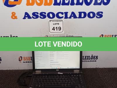 LOTE 419 - 01 NOTEBOOK HP SEM FONTE. (NO ESTADO) ATENÇÃO! FAZER A VISITAÇÃO ANTES DE ARREMATAR, NÃO SABEMOS SE FUNCIONA. LEILÃO NÃO TEM GARANTIA E NEM DEVOLUÇÃO, SUJEITO A POSSÍVEIS AVARIAS VISÍVEIS/OCULTAS E/OU AUSÊNCIA DE COMPONENTES.