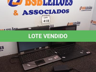 LOTE 418 - 01 NOTEBOOK HP COM FONTE E 01 NOTEBOOK LENOVO SEM FONTE. (NO ESTADO) ATENÇÃO! FAZER A VISITAÇÃO ANTES DE ARREMATAR, NÃO SABEMOS SE FUNCIONA. LEILÃO NÃO TEM GARANTIA E NEM DEVOLUÇÃO, SUJEITO A POSSÍVEIS AVARIAS VISÍVEIS/OCULTAS E/OU AUSÊNCIA DE COMPONENTES.