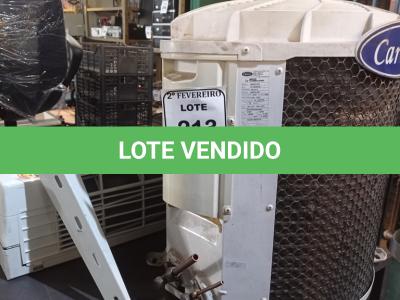LOTE 213 -  01 AR CONDICIONADO SEM CONTROLE CARRIER 12.000BTUS (NO ESTADO) ATENÇÃO! FAZER A VISITAÇÃO ANTES DE ARREMATAR, NÃO SABEMOS SE FUNCIONA. LEILÃO NÃO TEM GARANTIA E NEM DEVOLUÇÃO, SUJEITO A POSSÍVEIS AVARIAS VISÍVEIS/OCULTAS E/OU AUSÊNCIA DE COMPONENTES.