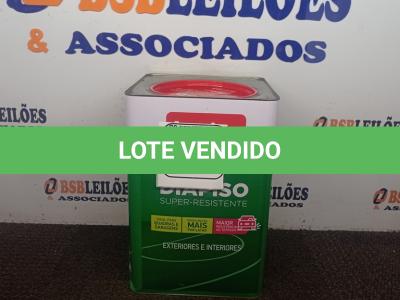 LOTE 327 - 01 LATA DE TINTA IQUINE DIA PISO NA COR AZUL PROFUNDO 18 L. (NO ESTADO) ATENÇÃO! FAZER A VISITAÇÃO ANTES DE ARREMATAR, NÃO SABEMOS SE FUNCIONA. LEILÃO NÃO TEM GARANTIA E NEM DEVOLUÇÃO, SUJEITO A POSSÍVEIS AVARIAS VISÍVEIS/OCULTAS E/OU AUSÊNCIA DE COMPONENTES.