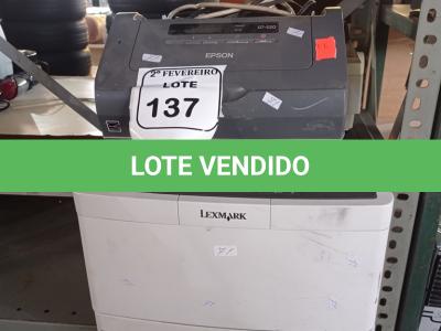 LOTE 137 - 02 IMPRESSORAS SENDO 01 LEXMARK E 01 LX 300 MARCAS EPSON E 01 SCANNER.  (NO ESTADO) ATENÇÃO! FAZER A VISITAÇÃO ANTES DE ARREMATAR, NÃO SABEMOS SE FUNCIONA. LEILÃO NÃO TEM GARANTIA E NEM DEVOLUÇÃO, SUJEITO A POSSÍVEIS AVARIAS VISÍVEIS/OCULTAS E/OU AUSÊNCIA DE COMPONENTES.