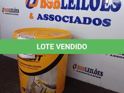 LOTE 252 -  01 BALDE DE ADITIVO IMPERMEABILIZANTE PARA CONCRETO E ARGAMASSAS. 18 L. (NO ESTADO) ATENÇÃO! FAZER A VISITAÇÃO ANTES DE ARREMATAR, NÃO SABEMOS SE FUNCIONA. LEILÃO NÃO TEM GARANTIA E NEM DEVOLUÇÃO, SUJEITO A POSSÍVEIS AVARIAS VISÍVEIS/OCULTAS E/OU AUSÊNCIA DE COMPONENTES.