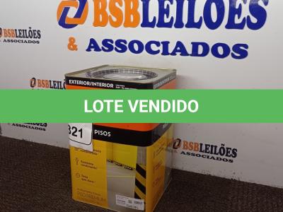 LOTE 321 -  01 LATA DE TINTA DE PISO MARCA SUVINIL NA COR CINZA ESCURO FOSCO. (NO ESTADO) ATENÇÃO! FAZER A VISITAÇÃO ANTES DE ARREMATAR, NÃO SABEMOS SE FUNCIONA. LEILÃO NÃO TEM GARANTIA E NEM DEVOLUÇÃO, SUJEITO A POSSÍVEIS AVARIAS VISÍVEIS/OCULTAS E/OU AUSÊNCIA DE COMPONENTES.