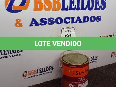 LOTE 281 - 01 LATA DE TINTA ESMALTE SINTÉTICO PARA MADEIRA E METAL 3,6L NA COR BRILHANTE VERMELHO MARCA SUVINIL (NOVO).  (NO ESTADO) ATENÇÃO! FAZER A VISITAÇÃO ANTES DE ARREMATAR, NÃO SABEMOS SE FUNCIONA. LEILÃO NÃO TEM GARANTIA E NEM DEVOLUÇÃO, SUJEITO A POSSÍVEIS AVARIAS VISÍVEIS/OCULTAS E/OU AUSÊNCIA DE COMPONENTES.