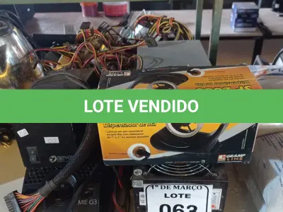 LOTE 063 - 05 ESTABILIZADORES MARCAS E MODELOS DIVERSOS, 07 FONTES PARA PC E 01 DISPENSADOR DE FITAS.  (NO ESTADO) ATENÇÃO! FAZER A VISITAÇÃO ANTES DE ARREMATAR, NÃO SABEMOS SE FUNCIONA. LEILÃO NÃO TEM GARANTIA E NEM DEVOLUÇÃO, SUJEITO A POSSÍVEIS AVARIAS VISÍVEIS/OCULTAS E/OU AUSÊNCIA DE COMPONENTES.