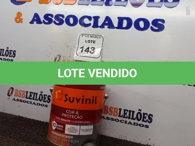 LOTE 143 - 01 LATA DE TINTA ESMALTE PARA MADEIRAS E METAIS NA COR BRILHANTE PLATINA DE 3,6L MARCA SUVINIL. (NOVO) (NO ESTADO) ATENÇÃO! FAZER A VISITAÇÃO ANTES DE ARREMATAR, NÃO SABEMOS SE FUNCIONA. LEILÃO NÃO TEM GARANTIA E NEM DEVOLUÇÃO, SUJEITO A POSSÍVEIS AVARIAS VISÍVEIS/OCULTAS E/OU AUSÊNCIA DE COMPONENTES.