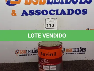 LOTE 110 - 01 LATA DE TINTA ESMALTE PARA MADEIRAS E METAIS NA COR BRILHANTE PLATINA DE 3,6L MARCA SUVINIL. (NOVO) (NO ESTADO) ATENÇÃO! FAZER A VISITAÇÃO ANTES DE ARREMATAR, NÃO SABEMOS SE FUNCIONA. LEILÃO NÃO TEM GARANTIA E NEM DEVOLUÇÃO, SUJEITO A POSSÍVEIS AVARIAS VISÍVEIS/OCULTAS E/OU AUSÊNCIA DE COMPONENTES.