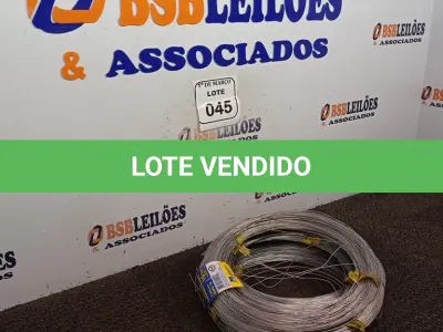 LOTE 045 - 10 KG DE ARAME GALVANIZADO 1,24MM. (NO ESTADO) ATENÇÃO! FAZER A VISITAÇÃO ANTES DE ARREMATAR, NÃO SABEMOS SE FUNCIONA. LEILÃO NÃO TEM GARANTIA E NEM DEVOLUÇÃO, SUJEITO A POSSÍVEIS AVARIAS VISÍVEIS/OCULTAS E/OU AUSÊNCIA DE COMPONENTES.