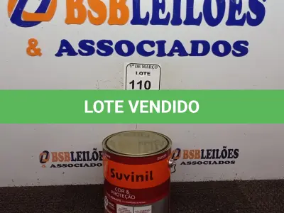 LOTE 110 - 01 LATA DE TINTA ESMALTE PARA MADEIRAS E METAIS NA COR BRILHANTE PLATINA DE 3,6L MARCA SUVINIL. (NOVO) (NO ESTADO) ATENÇÃO! FAZER A VISITAÇÃO ANTES DE ARREMATAR, NÃO SABEMOS SE FUNCIONA. LEILÃO NÃO TEM GARANTIA E NEM DEVOLUÇÃO, SUJEITO A POSSÍVEIS AVARIAS VISÍVEIS/OCULTAS E/OU AUSÊNCIA DE COMPONENTES.