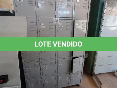 LOTE 480 - 01 ARMÁRIO EM AÇO ROUPEIRO COM 20 PORTAS. (NO ESTADO) ATENÇÃO! FAZER A VISITAÇÃO ANTES DE ARREMATAR, NÃO SABEMOS SE FUNCIONA. LEILÃO NÃO TEM GARANTIA E NEM DEVOLUÇÃO, SUJEITO A POSSÍVEIS AVARIAS VISÍVEIS/OCULTAS E/OU AUSÊNCIA DE COMPONENTES.
