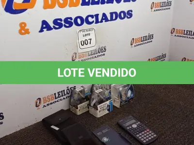 LOTE 007 - 01 LOTE COM LÂMPADAS AUTOMOTIVAS, SENDO 01 PAR H3 ULTRAVISION MARCA LUX LIGHT, 02 PARES HB4 XÊNON MARCA TECHONE, 01 PAR H1 XÊNON, 01 LÂMPADA 9005 E 02 CALCULADORAS, SENDO 01 MARCA HP COM CASE E 01 MARCA CASIO SEM CASE. (NO ESTADO) ATENÇÃO! FAZER A VISITAÇÃO ANTES DE ARREMATAR, NÃO SABEMOS SE FUNCIONA. LEILÃO NÃO TEM GARANTIA E NEM DEVOLUÇÃO, SUJEITO A POSSÍVEIS AVARIAS VISÍVEIS/OCULTAS E/OU AUSÊNCIA DE COMPONENTES.