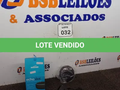 LOTE 032 - 01 ECHO DOT ALEXA AMAZON. (NO ESTADO) ATENÇÃO! FAZER A VISITAÇÃO ANTES DE ARREMATAR, NÃO SABEMOS SE FUNCIONA. LEILÃO NÃO TEM GARANTIA E NEM DEVOLUÇÃO, SUJEITO A POSSÍVEIS AVARIAS VISÍVEIS/OCULTAS E/OU AUSÊNCIA DE COMPONENTES.