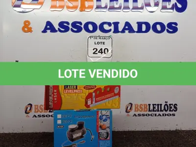 LOTE 240 - 01 COMPRESSOR PORTÁTIL 12 VOLTS (NOVO) E 01NIVEL A LASER (NOVO). (NO ESTADO) ATENÇÃO! FAZER A VISITAÇÃO ANTES DE ARREMATAR, NÃO SABEMOS SE FUNCIONA. LEILÃO NÃO TEM GARANTIA E NEM DEVOLUÇÃO, SUJEITO A POSSÍVEIS AVARIAS VISÍVEIS/OCULTAS E/OU AUSÊNCIA DE COMPONENTES.