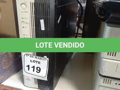 LOTE 119 - 01 NOBREAK 2KVA MARCA LACERDA COM BATERIAS. (NO ESTADO) ATENÇÃO! FAZER A VISITAÇÃO ANTES DE ARREMATAR, NÃO SABEMOS SE FUNCIONA. LEILÃO NÃO TEM GARANTIA E NEM DEVOLUÇÃO, SUJEITO A POSSÍVEIS AVARIAS VISÍVEIS/OCULTAS E/OU AUSÊNCIA DE COMPONENTES.