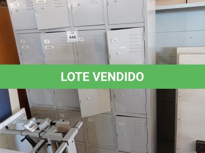 LOTE 446 - 01 ARMÁRIO EM AÇO ROUPEIRO COM 20 PORTAS. (NO ESTADO) ATENÇÃO! FAZER A VISITAÇÃO ANTES DE ARREMATAR, NÃO SABEMOS SE FUNCIONA. LEILÃO NÃO TEM GARANTIA E NEM DEVOLUÇÃO, SUJEITO A POSSÍVEIS AVARIAS VISÍVEIS/OCULTAS E/OU AUSÊNCIA DE COMPONENTES.