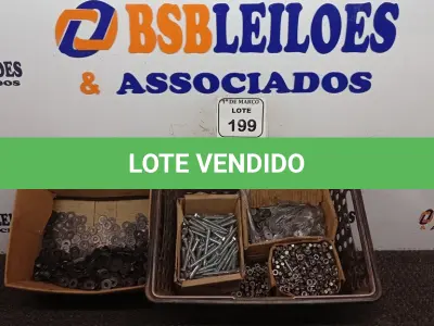 LOTE 199 - 01 LOTE COM PARAFUSOS SEXTAVADOS, ARRUELAS E PORCAS. (NO ESTADO) ATENÇÃO! FAZER A VISITAÇÃO ANTES DE ARREMATAR, NÃO SABEMOS SE FUNCIONA. LEILÃO NÃO TEM GARANTIA E NEM DEVOLUÇÃO, SUJEITO A POSSÍVEIS AVARIAS VISÍVEIS/OCULTAS E/OU AUSÊNCIA DE COMPONENTES.